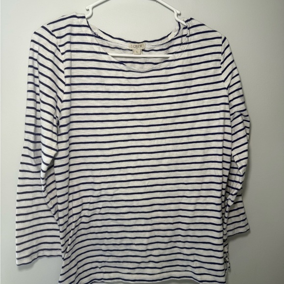 J. Crew 3/4 Sleeve White and Black Tee - Picture 2 of 6